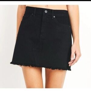 Just Black Frayed Hem Mini Skirt